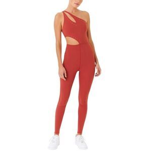 New Gigi C Cassie One Shoulder Cutout Jumpsuit Catsuit Terracotta M